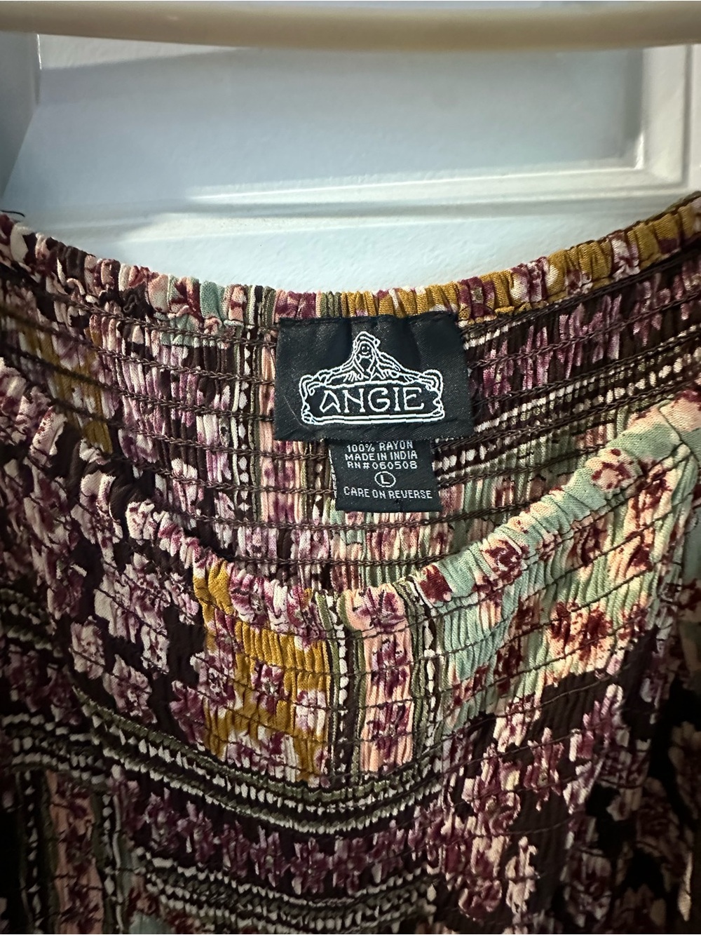 Angie Boho Floral Patchwork Maxi Dress in Brown and Gold - Picture 3 of 6